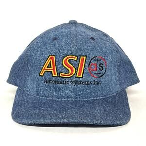 VTG Denim Style Snapback Hat ASI Automatic Systems Inc Made In USA Trucker Cap